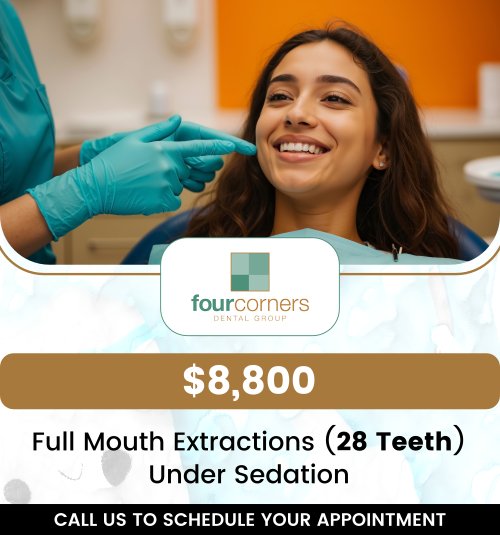 If you are looking for a full mouth extractions dentist in Anchorage, AK, Dr. Pete Higgins, DDS, at Four Corners Dental Group provides care focused on comfort, function, and long-term oral health. Four Corners Dental Group helps patients with severe tooth damage, infection, gum disease, and other dental concerns that may require full mouth extractions. Patients in Anchorage, AK choose Four Corners Dental Group for trusted dental care, gentle treatment, and a path toward better oral health after full mouth extractions. For more information, contact us today or book an appointment online. We are conveniently located at 3901 Raspberry Rd, Anchorage, AK 99502.